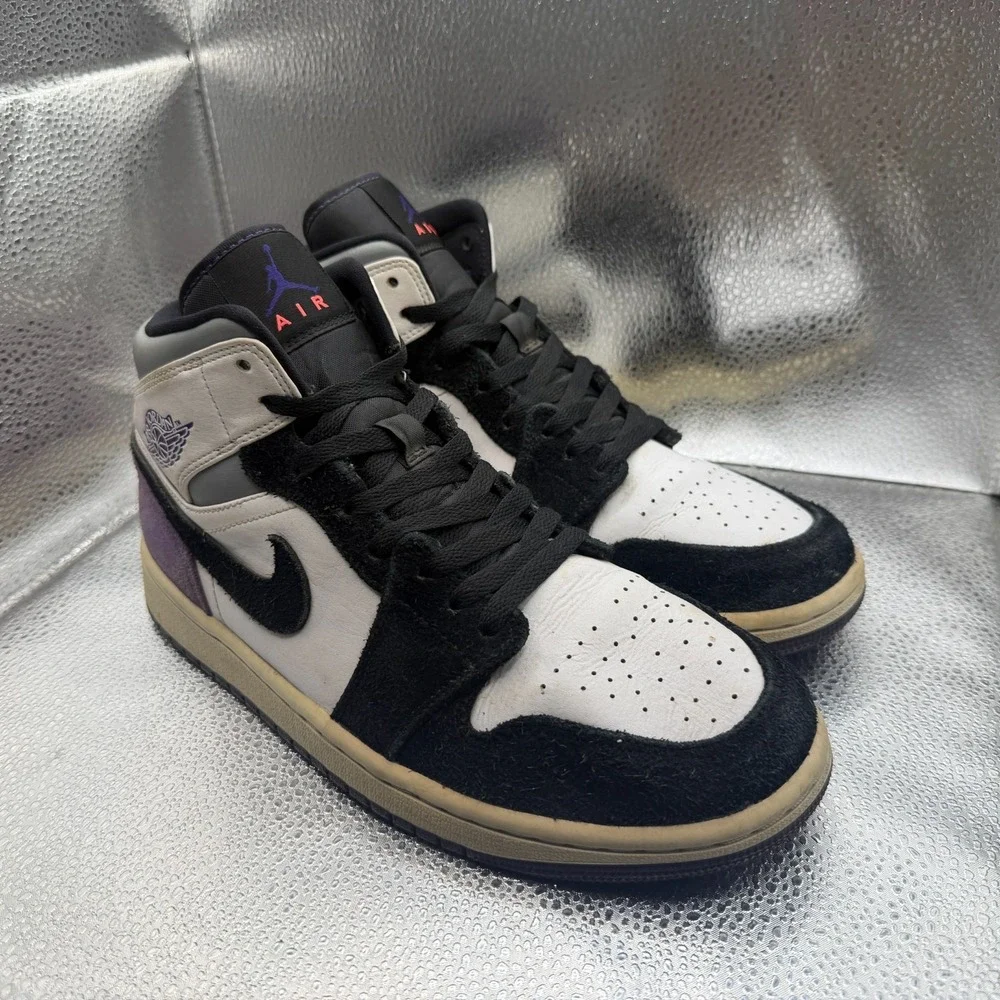 Size 8 Air Jordan‎ 1 SE Mid Top Varsity Purple White Mens Sneakers 852542-105
